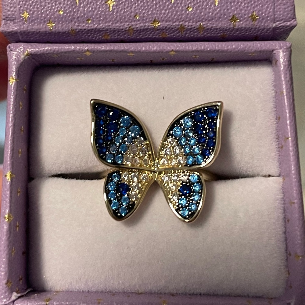 Melinda Maria Paloma Butterfly Ring Size 7 - Blue